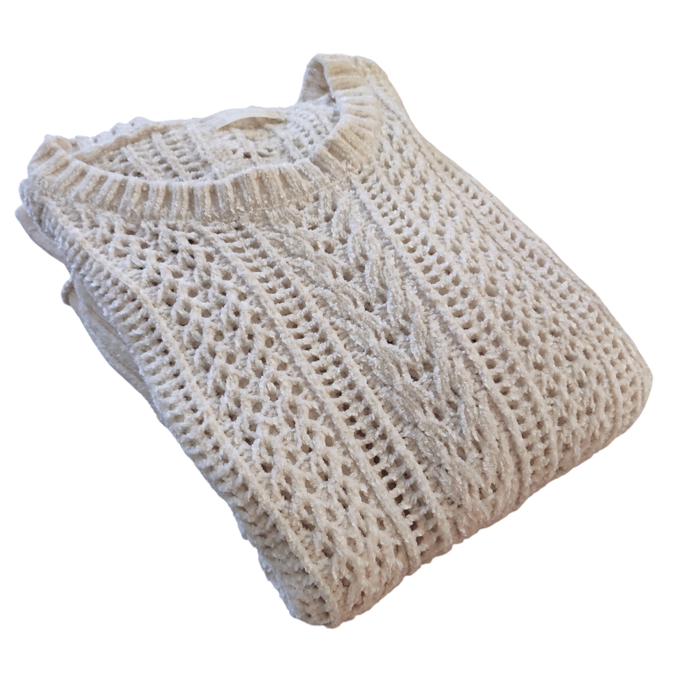 Altar'd State Chenille Cream Cable Knit Sweater Women's Size Small - Picture 2 of 6